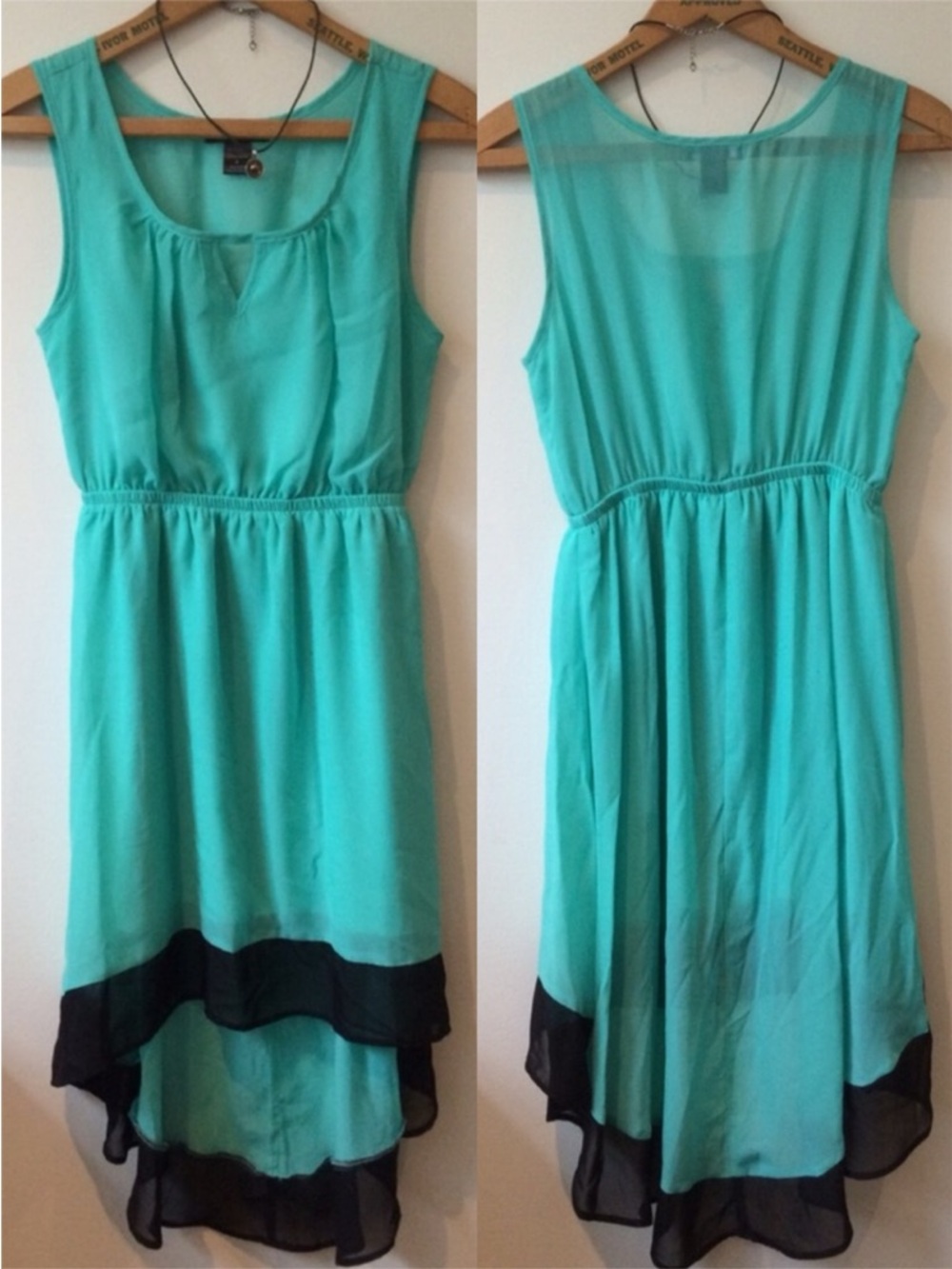 Light Green and Black Sleeveless High-Low Dress from Delirious Los Angele -S-